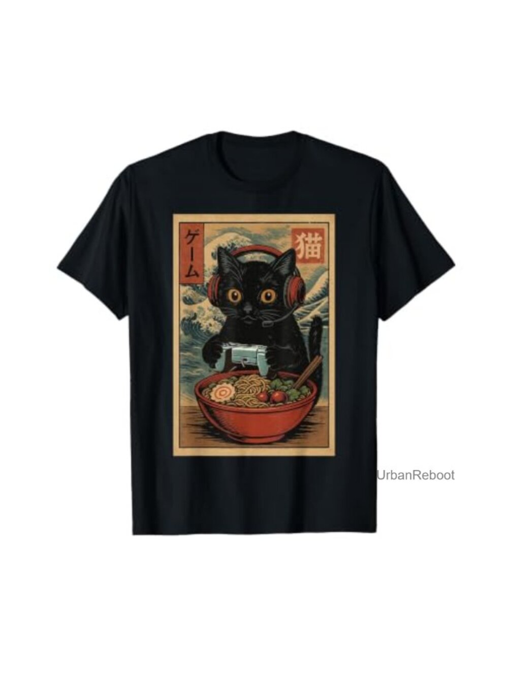 Kawaii Gamer Cat Ramen Retro Japanese Anime T-Shirt Tee